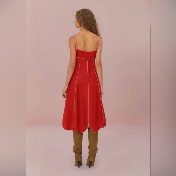 Farm Rio Red Front Bow Midi Dress - Picture 7 of 8